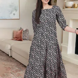 DressBerry Floral Printed Midi Fit and Flare Dress-image-54