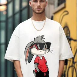 LAUREN ADAMS Graphic Printed Round Neck Drop-Shoulder Pure Cotton Oversized T-shirt-image-70