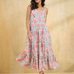 Fabindia women Floral Print Fit & Flare Maxi Dress-image-80