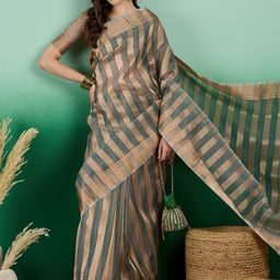 SHADOW & SAINING Woven Design Zari Organza Banarasi Saree-17