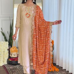 CaniBani Beige Chanderi Silk Kurta Sets-picture-31