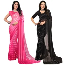 Moda Rapido Pack of 2 Striped Satin Saree-image-99