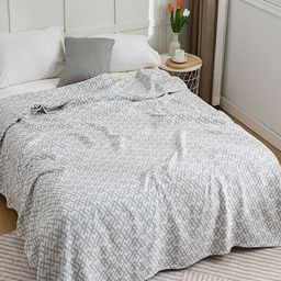 JC HOME Grey Geometric AC Room 300 GSM Cotton Single Bed Blanket-picture-37