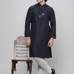 MAAHI FABS Men Floral Embroidered Regular Kurta with Churidar-24