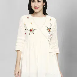 CORSICA Women Floral Embroidered A-Line Longline Top-picture-34