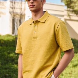 Andamen Men Self Design Polo Collar Cotton Relaxed Fit T-shirt-image-13