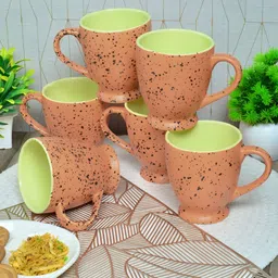 Myntra Elegant Homes Orange & Lime Green 6 Pieces Ceramic Matte Mugs-38