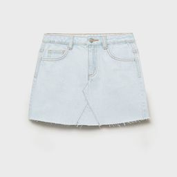 Mango Kids Girls Washed Pure Cotton A-Line Mini Denim Skirt-image-71