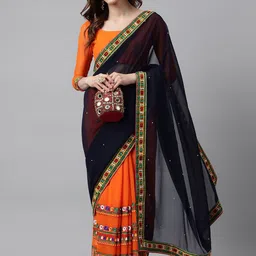DIVASTRI Embroidery Pure Georgette Half and Half Saree-picture-41