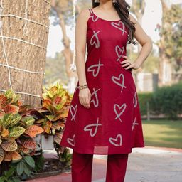 MINGORA Women Embroidered Regular Thread Work Pure Cotton Kurta with Trousers-picture-8