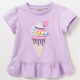 INCLUD Girls Conversational Embroidered Applique Regular Top-picture-56