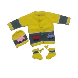 Cute Collection Kids Colourblocked Printed Woollen Cardigan-33