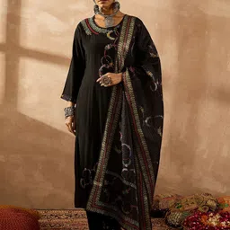 Indo Era Women Floral Embroidered Regular Thread Work Kurta with Trousers & With Dupatta-38