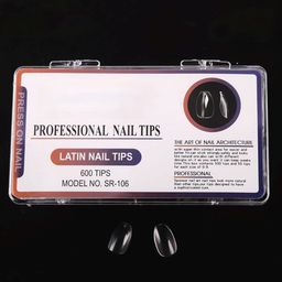 RANORE 600 Pcs Acrylic Press-On Latin Nail Extension Tips -Transparent-90
