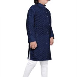 trustous Boys Embroidered Regular Sequinned Kurta with Pyjamas image 5
