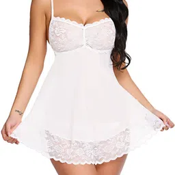 GuSo Shopee Women White Net Baby Dolls-picture-55