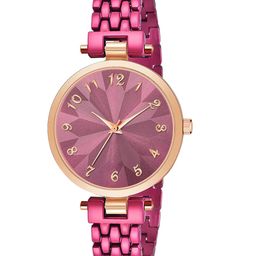 CSAMON Women Dial & Stainless Steel Textured Straps Analogue Watch NK 321RG Maroon-image-9
