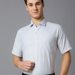 MARK & ALBERT Men India Slim Fit Spread Collar Vertical Striped Cotton Formal Shirt-image-21