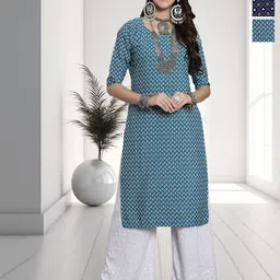 HERE&NOW Women Pack of 3 Ethnic Motifs Printed Kurtas-image-87