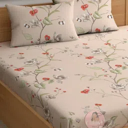 CHHAVI INDIA Orange & Pink Printed Microfiber 210 TC Queen Bedsheet Set 2.50m x 2.25m-image-84