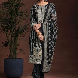Libas Floral Printed Notched Neck Straight Kurta With Trousers & Dupatta-55