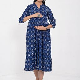 Negen Floral Print Maternity Fit & Flare Maxi Dress-image-55