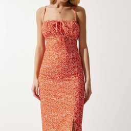 Happiness istanbul Floral Printed Sheath Midi Dress-image-41