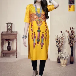 HERE&NOW Selection Of 3 Floral Printed Round Neck Straight Kurtas-image-74