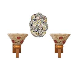 Somil Indore Mosaic Decorative Lamp Combo of Matching Wall Lamp & Blessing God Ganesh Wall Lamp, Multi Compatible with LED, Size: 18.5 X 18.5 X 22.5 Cm, Pack of 3.-image-93