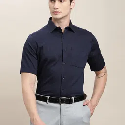 Turtle Spread Collar Standard Pure Cotton Formal Shirt-image-81