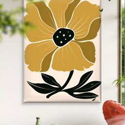 Livin'luxe Off White & Mustard Framed Mustard Floral Canvas Wall Art-picture-44