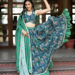 TASRIKA Printed Semi-Stitched Lehenga & Unstitched Blouse With Dupatta-picture-16