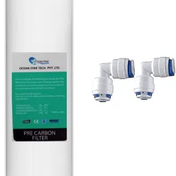 Pre Carbon Filter and 2 Elbow Connector, Inline Filter for All RO Water Purifier Solid Filter Cartridge-20