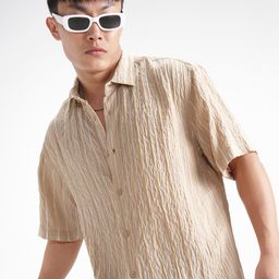 HIGHLANDER Men Textured Spread Collar Casual Shirt-image-43