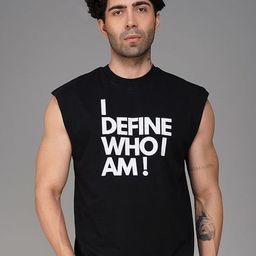 Brauch Pure Cotton Printed Drop Shoulder Gym Vest - M-VEST-IDEFINE-BLK-S-image-64