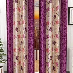 Galaxy Home Decor Purple 2 Pieces Floral Door Curtain-51