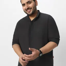 Urbano Plus Size Slim Collar Lightweight Slub Cotton Casual Shirt-image-34