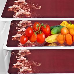 Aura 3-Pcs Brown & Red Printed Water Proof Fridge Mats-18