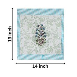 LIVING ROOTS Set Of 6 Blue & White Printed Cotton Table Napkins-10