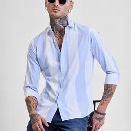 Snitch Men Smart Slim Fit Opaque Striped Casual Shirt-picture-18