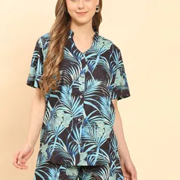 Enciger Tropical Printed Mandarin Collar Shirt With Shorts Co-Ords-image-70