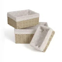 HOKIPO Beige & White 3 Pieces Regular Multi-Utility Organisers-13