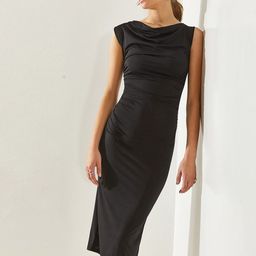 BIANCO LUCCI Women Solid Cowl Neck Sheath Dress-image-55