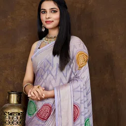 KALINI Bandhani Printed Zari Brasso Saree-image-86