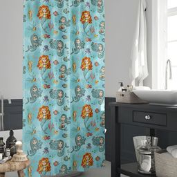 ArtzFolio Blue, Rust & Yellow Printed Waterproof Shower Curtain-14
