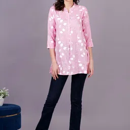 OH MI DIOS Floral Print Mandarin Collar Shirt Style Top-image-63