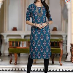 Moda Rapido Selection Of 2 Floral Printed Round Neck Straight Kurtas-image-84
