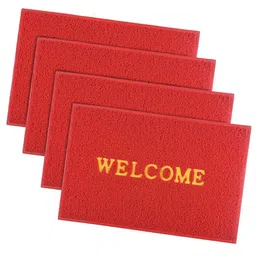 Kuber Industries Set Of 4 Red & Yellow Anti-Skid Doormats-42