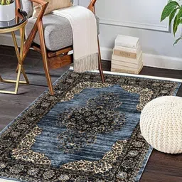 MODEFE Grey Floral Anti-Skid Nylon Carpet-26