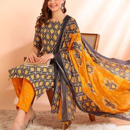 Moda Rapido Women Ethnic Motifs Printed Regular Kurta with Trousers & With Dupatta-picture-20